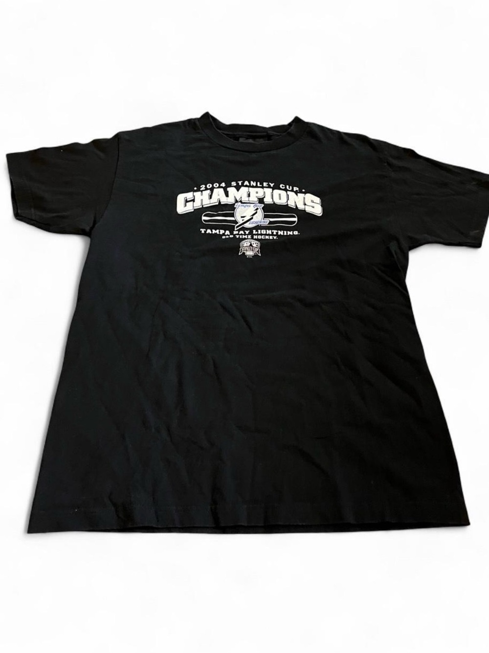 Men’s Y2K 2004 NHL Tampa Bay Lightning Stanley Cup Champions Black Shirt Size S.